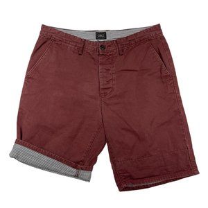 COPY - Obey Propaganda Mens 9" Chino Shorts Size 32 Maroon Casual Flip Cuff Twi…